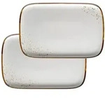 M&Auml;SER Platte 30 x 20 x 2 cm Weiss mit braunem Rand 2er Set, PINTAR Brauner...