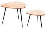 KADIMA DESIGN 2er Set Satztisch Akazie Massivholz / Metall Couchtisch Klein,...