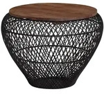 KADIMA DESIGN Couchtisch Mango Massivholz Metall 60x60x45 cm Schwarz Rund mit