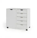 Relaxdays Rollcontainer, 5 Schubladen & 2 F&auml;cher, HBT: 65x78x40 cm, B&uuml;roschrank,
