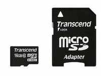 Transcend Flash-Speicherkarte 16 GB microSDHC SD-Adapter inbegriffen Class 10