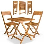 Casaria Balkonset aus Akazienholz 3-tlg. zusammenklappbar