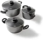 STONELINE&reg; Topfset 6-teilig mit Glasdeckel, beschichtete Aluguss T&ouml;pfe Backofen &