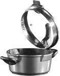 STONELINE&reg; FUTURE Bratentopf 28 cm, mit Sieb-Glasdeckel, Antihaftbeschichtung,