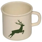 Riess Emaille Becher Tasse Topf mit B&ouml;rdel &Oslash; 8 cm, 3/8 l Hirsch Gr&uuml;n