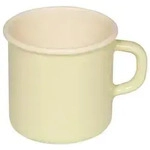 Riess Emaille Becher Tasse Topf mit B&ouml;rdel &Oslash; 8 cm, 3/8 l gellb pastell