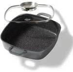 STONELINE&reg; Servierpfanne 28 x 28 cm mit Aroma Glasdeckel, Eckpfanne