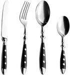 Esmeyer 24-teiliges Besteck NOSTALGIE schwarz aus Edelstahl 18/0, poliert. Messer aus