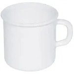 Riess Emaille Becher Tasse Topf mit B&ouml;rdel &Oslash; 8 cm, 3/8 l wei&szlig;