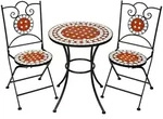 tectake Gartenm&ouml;bel Set Mosaik mit 2 St&uuml;hlen und Tisch Braun