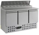 CombiSteel Gastro K&uuml;hltisch K&uuml;hltheke Saladette 8x1/6 GN, 3 T&uuml;ren 1365x700x970mm