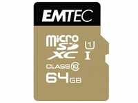 EMTEC microSD Class10 Gold+ 64GB Speicherkarte microSDXC 64GB Class10 Gold+