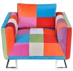 vidaXL W&uuml;rfel-Sessel mit verchromten F&uuml;&szlig;en Patchwork-Design Stoff