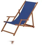 Erst-Holz Liegestuhl blau Sonnenliege Gartenliege Holz Deckchair Strandstuhl