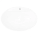 Luxuri&ouml;ses Keramik Waschbecken Oval + &Uuml;berlauf | vidaXL : Farbe - Weiss