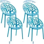 CLP 4er Set Gartenst&uuml;hle Hope Kunststoff HBT: 80x59x60 cm blau