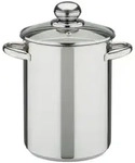 GSW Spargeltopf 16 x 21 cm mit Glasdeckel und Einsatz, 4,2 Liter, induktionsgeeignet