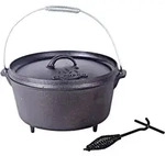 El Fuego Dutch Oven Schwarz Kasan Gusseisen mit Deckelheber 8,46 Liter (AY463)