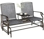 Outsunny-B&auml;nke-147 x 78 x 101.5 cm (BxTxH)-Braun(Gestell)+Grau(Bezug)