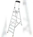 Stufenstehleiter Solido, Aluminium, extrem rutschfeste Plattform, 7 Stufen