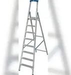 Krause Stufenstehleiter aus Aluminium, mit 2 Sicherheitsgurten, 8 Stufen