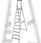 Krause Stufenstehleiter aus Aluminium, mit 2 Sicherheitsgurten, 10 Stufen