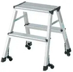 WEDO Klapptrittleiter Mobile Silber, Schwarz 4 Stufen 41 x 50 x 44,5 cm