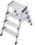 Krause Doppel-Klapptritt Treppo, Aluminium, mit gro&szlig;er, oberer Standfl&auml;che, 2 x 4