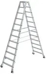 Stufen-Stehleiter beidseitig begehbar mit Rollen 2x12 Stufen