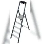 Stufenstehleiter Sepro S, eloxiert, extrem rutschfeste Plattform, 5 Stufen