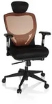 B&uuml;rostuhl / Chefsessel VENUS BASE Sitz Stoff / R&uuml;cken Netz orange / schwarz hjh