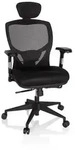 B&uuml;rostuhl / Chefsessel VENUS BASE Sitz Stoff / R&uuml;cken Netz schwarz hjh OFFICE