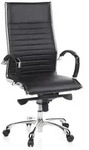 B&uuml;rostuhl / Chefsessel PARMA 20 Leder schwarz Chrom hjh OFFICE