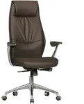 FineBuy B&uuml;rostuhl Echt-Leder Braun Schreibtischstuhl Chefsessel Drehstuhl 120KG