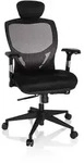 B&uuml;rostuhl / Chefsessel VENUS BASE Sitz Stoff / R&uuml;cken Netz silbergrau / schwarz hjh
