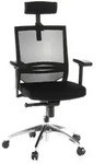 B&uuml;rostuhl / Chefsessel PORTO MAX Sitz Stoff / R&uuml;cken Netz schwarz hjh OFFICE