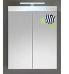 AmandaMandoBea Spiegelschrank Bad mit Licht, 2 T&uuml;ren, wei&szlig; Hochglanz.