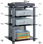 Ebuy24 Bilus TV-M&ouml;bel , Hifi Silberfarbig, Schwarzglas.