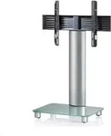 VCM Tosal Mobiler TV St&auml;nder ohne Regal bis 70 Zoll, Mattglas, silber