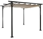 Mendler Pergola HWC-C42, Garten Pavillon, stabiles 6cm-Gestell + Schiebedach ~