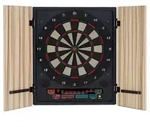 klarfit Dartmaster 180 Dartscheibe Dartautomat Softtip T&uuml;ren beige Akazie