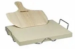 Relaxdays Pizzastein Set, 3 cm St&auml;rke, Metallhalter, Pizzaschieber, Pizzastein HBT: