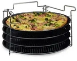 Relaxdays Pizzablech Set, HBT:20x32x32cm, 4 Backbleche mit St&auml;nder, Antihaft,
