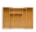 Relaxdays Besteckkasten Bambus, ausziehbarer Besteckeinsatz als K&uuml;chenorganizer,