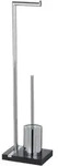 WENKO Stand WC-Garnitur Mod. Noble Black, mit Chrom-Applikation