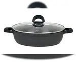 GSW Servierpfanne SilcoGuss noir 28 x 7,5cm mit Glasdeckel, induktionsgeeignet,