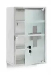 Relaxdays Medizinschrank XL,mEdelstahl, HBT:50,5x30x18cm, 3 F&auml;cher, Glas-T&uuml;r