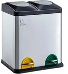 SVITA TC2X15 M&uuml;lleimer 30 Liter 2x15 Treteimer Papierkorb Edelstahl Silber