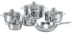 SSW Peperoni Kochtopf-Set Edelstahl Seidenmatt Glasdeckel Thermo-Sandwichboden