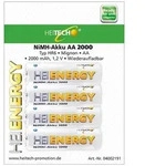 AA Mignon NiMH Akkus 4er Pack Batterien 2000 mAh wiederaufladbar Heitech